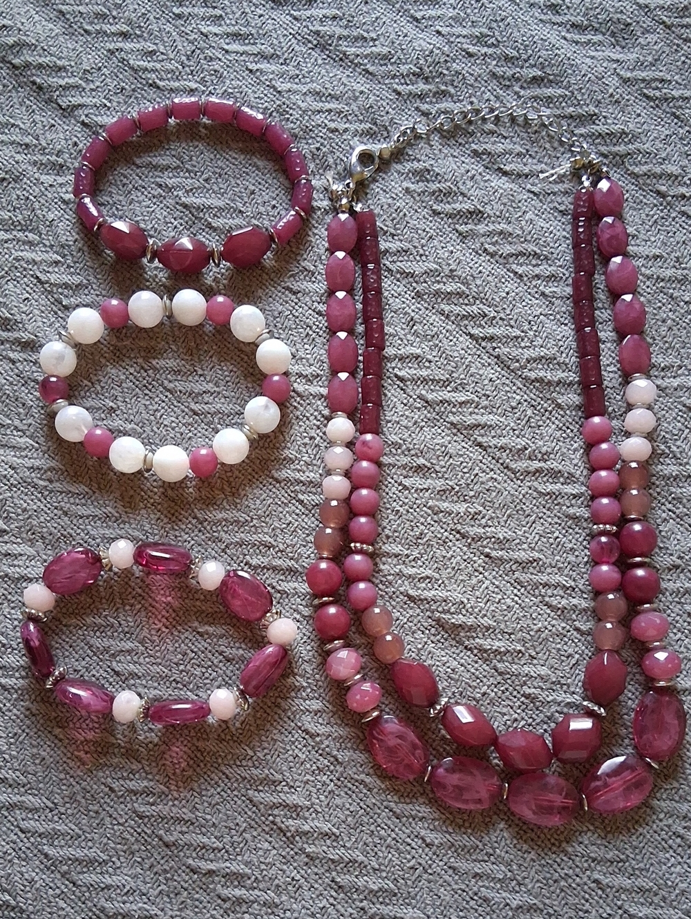 Lane Bryant Purple Beaded Neclace And Bracelet Set